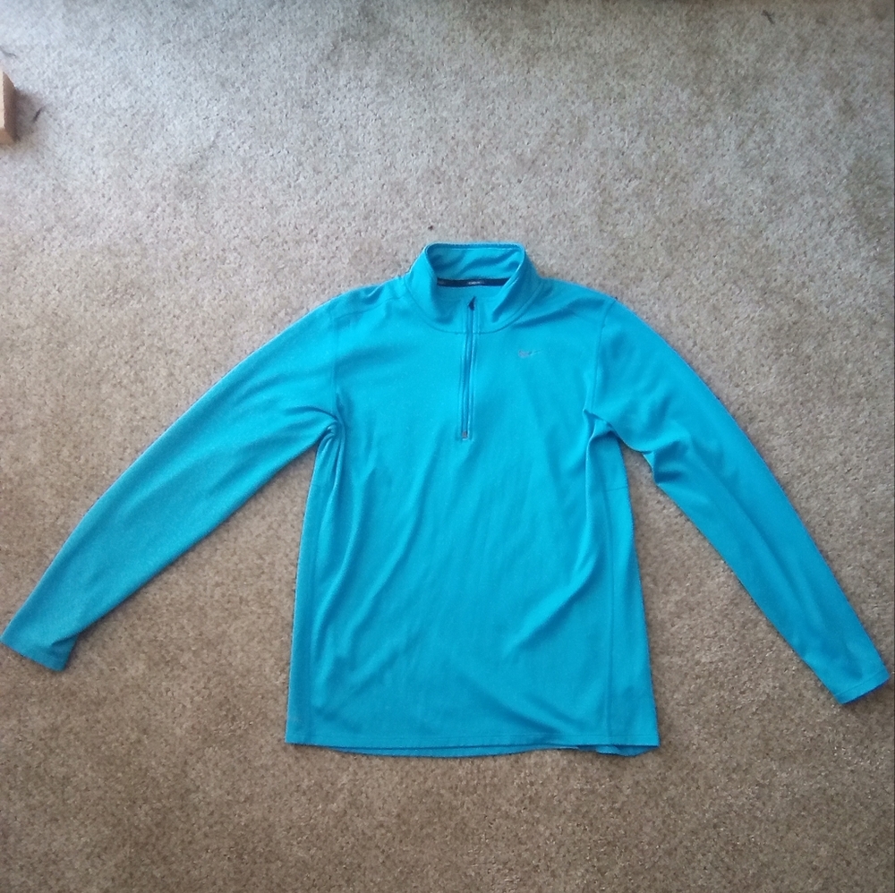 Nike Dri-Fit 1/4-Zip Long Sleeve Pullover Blue Mens Sz LRG